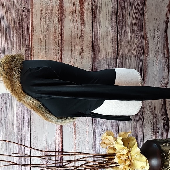 BAILEY 44 BLACK LONG SLEEVE FAUX FUR COLLAR TIE-FRONT CARDIGAN - Picture 8 of 11